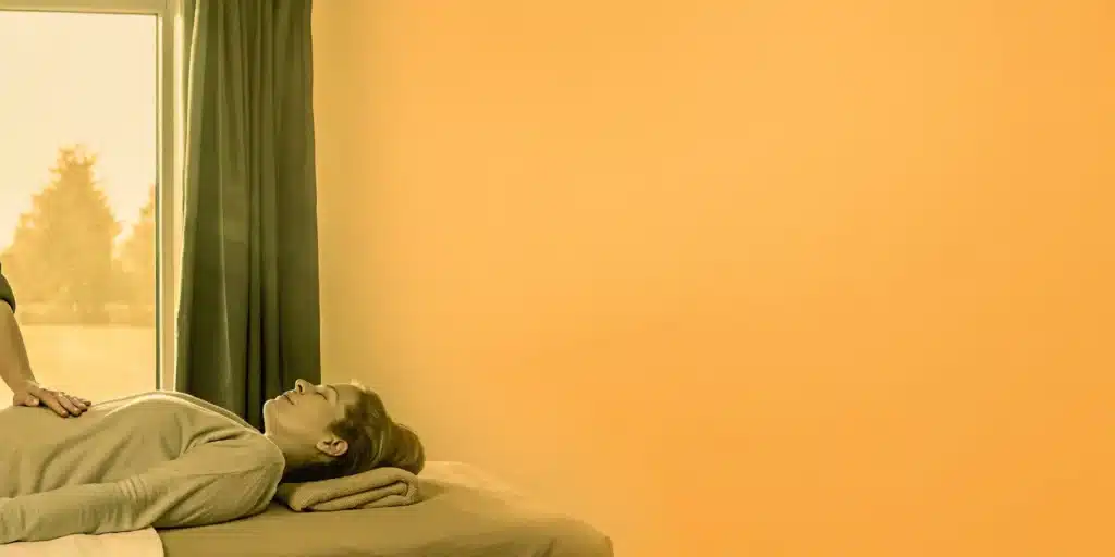 A professional massage on the legs to loosen tight muscles.