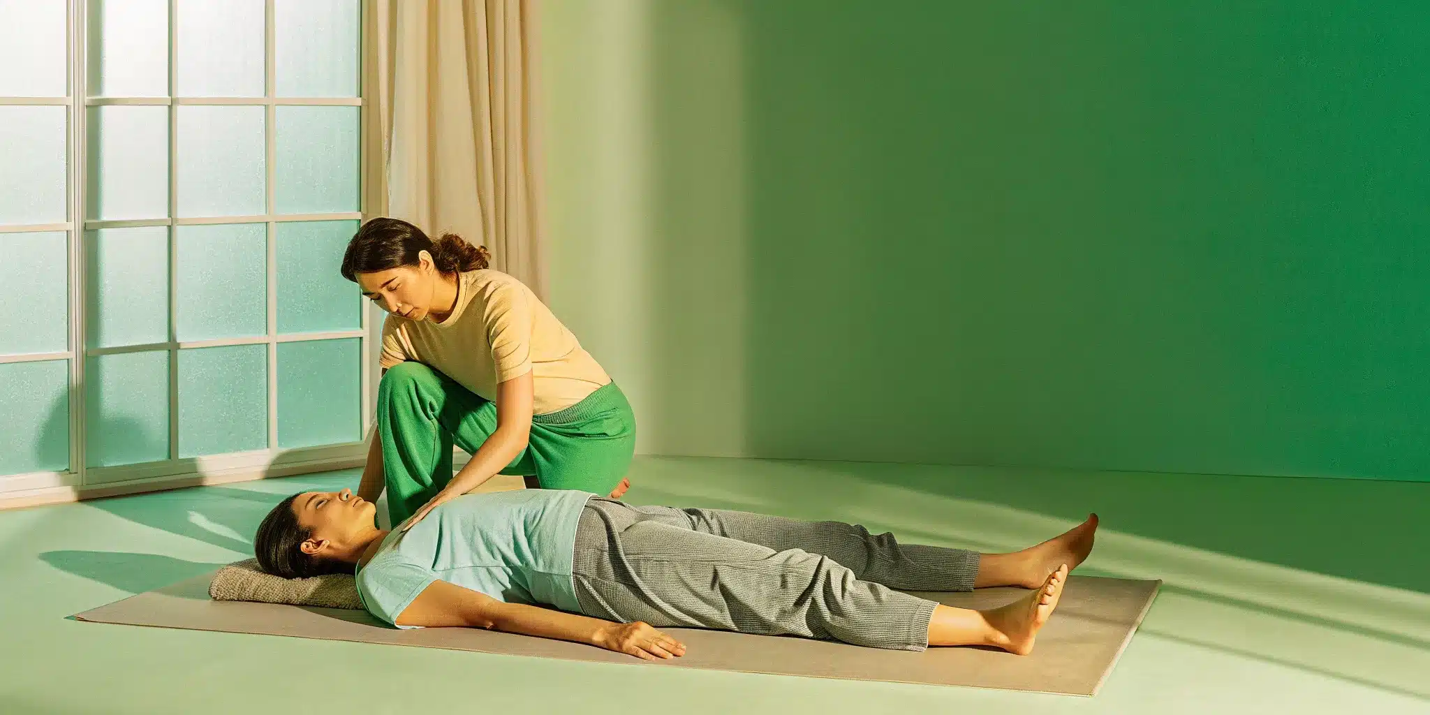 PNF hamstring stretch with partners.