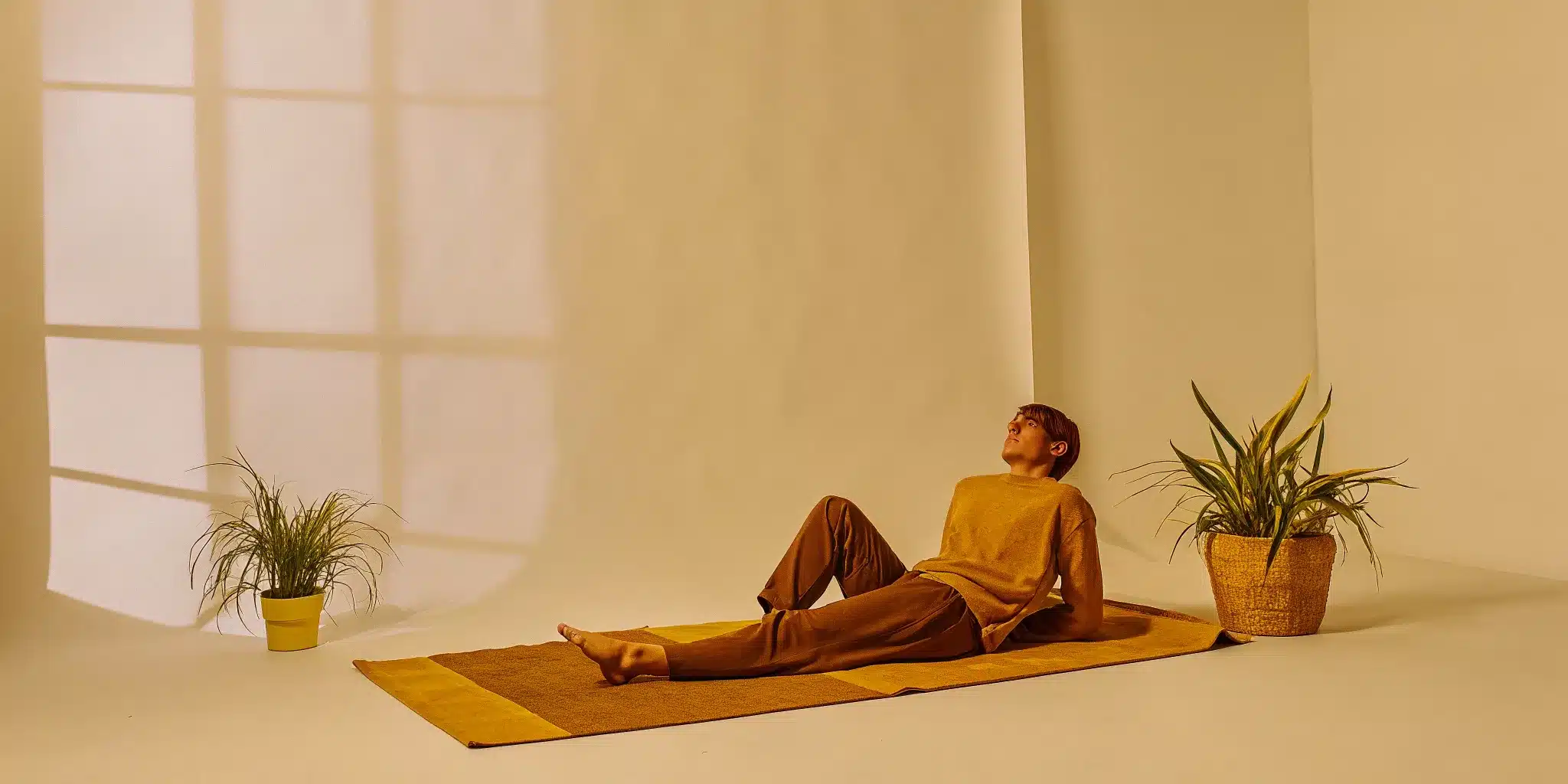 A person performing a stretch on a mat to improve flexibility.