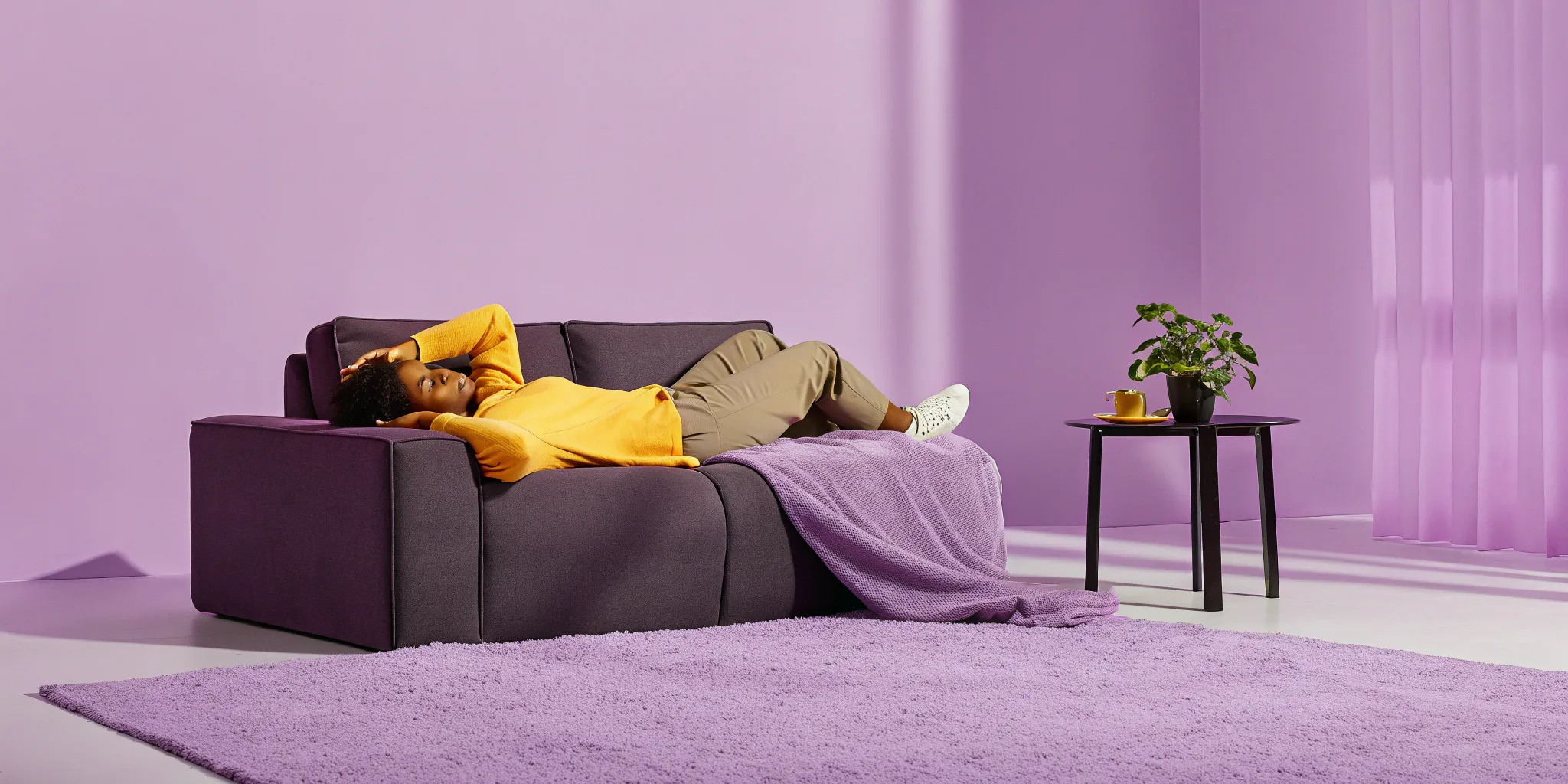 How to relieve severe lower back pain by relaxing in a supported position on a sofa.