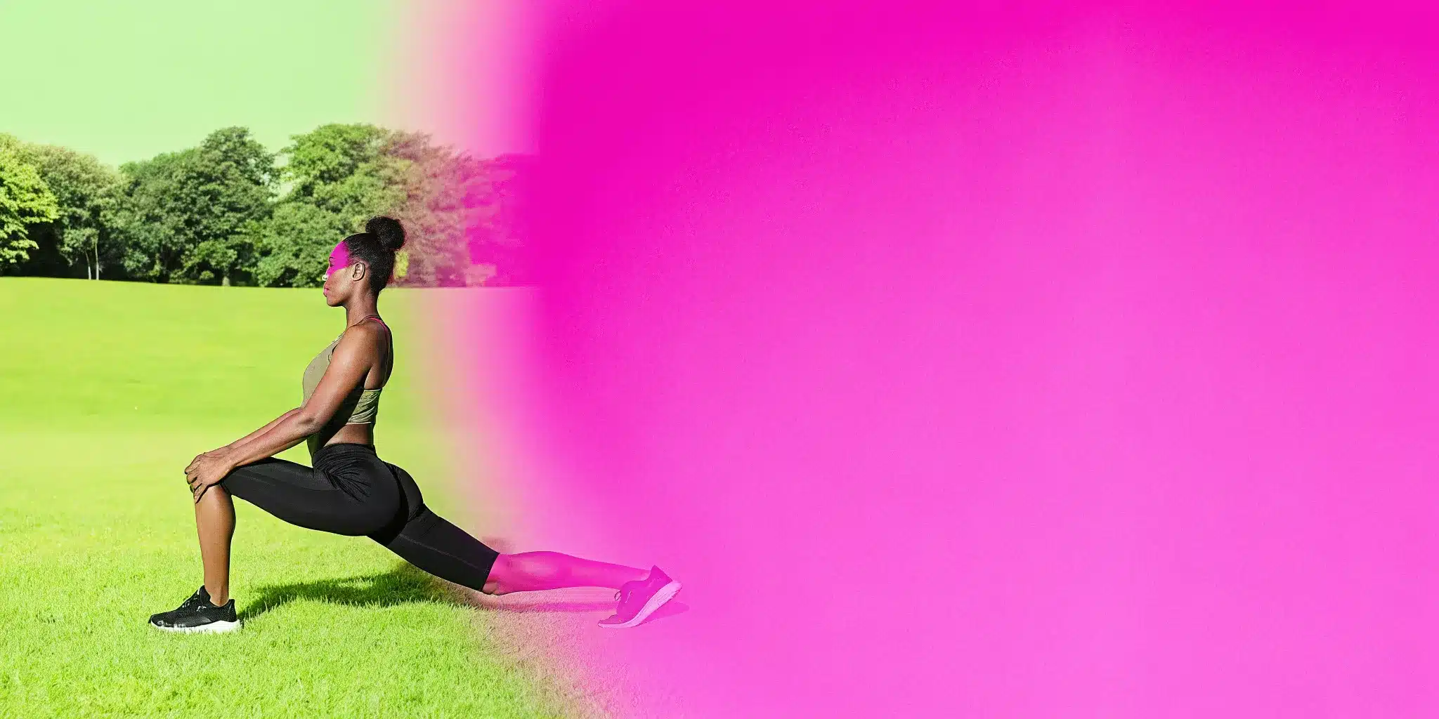 An athlete performs a deep hip mobility stretch to improve performance and prevent injury.